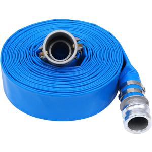 2-1/2" x 100ft PVC Lay Flat Discharge Hose With Aluminum Camlock C & E Fittings, Cam Lock Fitting Type F included, Heavy Duty Reinforced Pump Backwash Hose Assembly