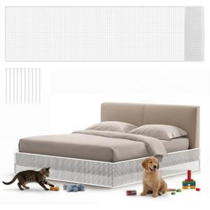 Pangda 240 x 16 Inch Cutable Under Bed Blocker for Pets and Toys Extra Tall Under Couch Blocker with Zip Ties Sofa Furniture Bumper Barriers for King and Queen Size Bed Stop Dogs Cats (White)