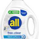 all Free Clear, Original, Liquid Fabric Softener for Sensitive Skin, Unscented and Hypoallergenic, Concentrated, 80oz, 200 Loads