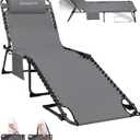 KingCamp Lounge Chair Outdoor,400LBS Tanning Chairs for Outside,Adjustable 5-Position Patio Lounge Chair Sunbathing Chase Lounge Chair Outdoor for Outside Beach Patio Sun Bathing Pool Backyard