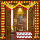 Artificial Marigold Garland for Decoration - 6PCS 5FT Marigold Flowers Bandarwal Toran Door Porch Wall Valance Indian Diwali Mandir Pooja Decor Mandap Wedding Party Backdrop Ornament