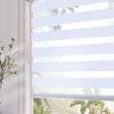 Persilux Blackout Zebra Blinds Dual Layer Roller Sheer Shades (34" W X 64" H, Light Grey) Light Filtering Privacy Protection Window Blinds Light Control for Day and Night for Windows, Home and Office (03. Light Grey)
