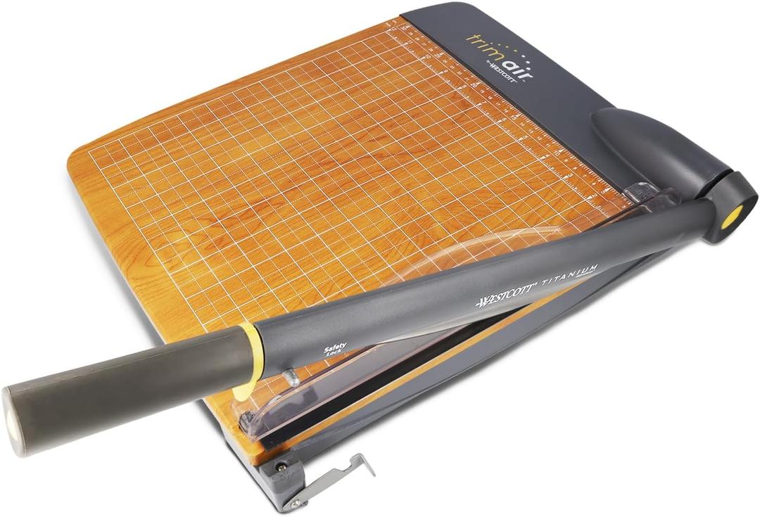 Westcott 12'' TrimAir Wood Guillotine Paper Cutter & Paper Trimmer, 30 Sheet