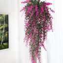 RECUTMS Fake Monkey Plants Hanging Eucalyptus Vines Fake Vines Faux Hanging Plants for Outdoor Garden Yard Backdrop Decor Indoor Room Table Wall Home Hanging Decoration(Fuchsia)