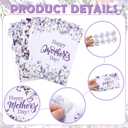 Epakh 24 sets Purple Flower Mother's Day Handmade Greeting Card Set with Envelope Round Sticker for Women's Birthday Celebration Party Mother's Day Wedding Valentine Supplies