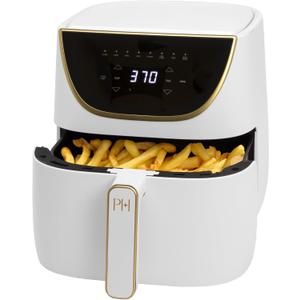 Paris Hilton Air Fryer, Large 6-Quart Capacity, Nonstick Made without PFAS, Touchscreen Display, 8-in-1 (Air Fry, Roast, Broil, Bake, Reheat, Keep Warm, Pizza, Dehydrate), Dishwasher Safe, White