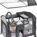 5-in-1 Baby Bassinet Bedside Sleeper with Swing Tube Converts to Cradle, Baby Crib with Mattress, Detachable Diaper Changer, Mosquito Net and Toy, Free-Installation, Grey