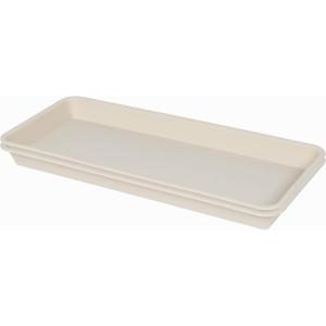 VUWEZ 2 Pack Plastic Plant Tray Saucer Rectangular 30 inch, Indoor/Outdoor Plant Water Drip Tray for Flower Pot Planter, Windowsill (8 X 30'', Beige)