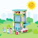 123PCS Wooden Building Blocks Set for Toddlers, Construction City Stacking Toys, Preschool Learning Educational Toys for Kids 3+ Years Girls and Boys (Hospital)