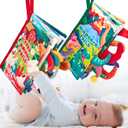 hahaland Baby Books 2PCS - Baby Toys 0-6 Months - Touch & Feel Tummy Time Sensory Soft Books for Babies 0-12 Months, Stroller Travel Toys