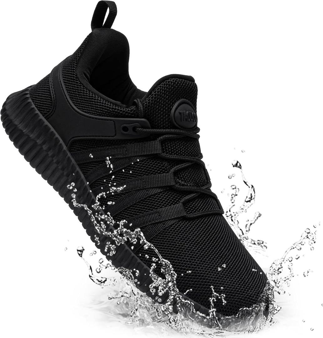 Slip On Sneakers Women Non Slip Work Shoes Water Resistant Comfortable Black Slip Resistant Breathable Lightweight Walking Shoe Zapatos Antideslizantes para Mujer, Black, 5