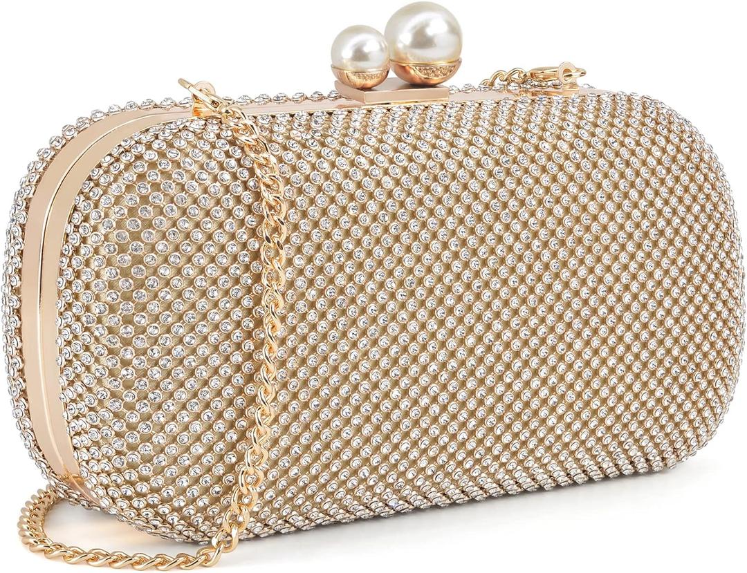 Crystal Evening Clutch Woman Evening Bag For Party And Wedding (Gold)