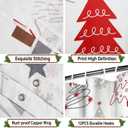 Christmas Tree Shower Curtain Grey Beige Red Xmas Tree with Snowflake Cute Bathroom Curtain Merry Christmas Xmas Pine Winter Holiday Bath Curtain Home Decor, 72x72 Inch