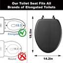Black Elongated Wood Toilet Seat Support 400 lbs, Heavy Duty Toilet Seat with Wood Veneer for Home Bathroom, Wooden Toilet Lid with Chrome Hinges, Grip-Tight Bumpers, Easy Clean, Easy Install