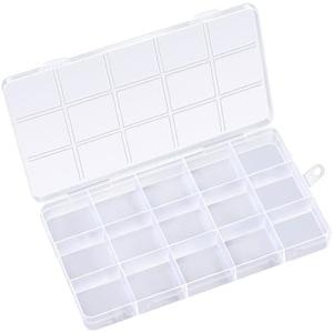 15 Grids Bead Organizer, Plastic Organizer Box, Bead Storage Containers, Clear Storage Dividers Box for Jewelry Arts and Crafts, Fishing Tackle Boxs Compartment Organize, Pack Of 2 