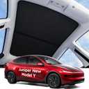 Wigoo Tesla New Model Y Juniper Accessories Sunshade Roof [Never Sag, Nano Ice-Crystal Coatings] Heat Insulation Glass Roof Sun Shade, Accessories for Tesla New Model Y 2025 2026 Launch, Black
