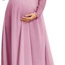 CYCLAMEN Maternity Dress Flowy A-Line Wrap Gown with Floral Lace and Contrast Chiffon Long Sleeve V Neck for Baby Shower (Plum Pink) Large