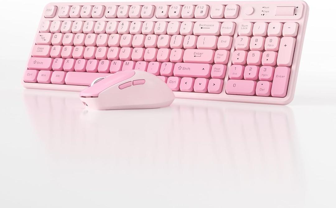 Wireless Keyboard and Mouse Combo, Full-Size USB Keyboard with Back Stand, 2.4GHz Wireless for Desktop, Laptop and Computer