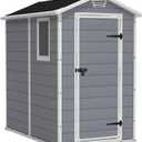 Keter Manor Outdoor Plastic Garden Storage Shed, Grey, 6 x 4 ft (3,8m)