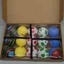 Soulchen 15 Pcs Cartoon Christmas Ball Ornaments Red Green Yellow Blue Cloud Star Printed Glittering Hanging Balls Cartoon Story Hanging Decorations for Xmas Tree Birthday Party Supplies