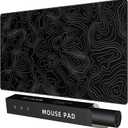Rinaze Extra Large Gaming Mouse Pad with Black Topographic, XXL Mousepad, Big Mouse Mat Desk Pad, Non Slip Keyboard Pad for Gaming Computer Laptop PC Office Desk Accessories