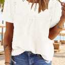 BETTE BOUTIK Women Boho Tops Short Sleeve Summer Flowy Shirts Dressy Casual Loose Trendy Blouses (White, XXXL)