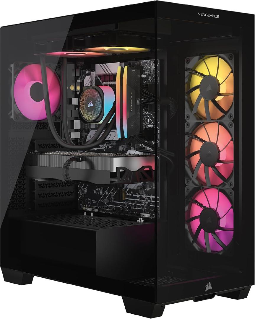 Corsair Vengeance a7500 Gaming PC – Liquid Cooled AMD Ryzen™ 7 9800X3D CPU – AMD® Radeon RX 9070XT GPU – 32GB Vengeance RGB DDR5 Memory – 1TB M.2 SSD – Black