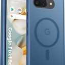for Google Pixel 9A Phone Case, Compatible with Magnetic, Military Grade Drop Protection Translucent Matte Shockproof Anti-Scratch/Anti-Fingerprint Case for Google Pixel 9A (Dark Blue)
