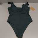 Womens One Piece Swimsuit Tummy Control Bathing Suit Sexy Deep V Neck Cheeky High Cut Swimwear (Medium, Blackish Green)