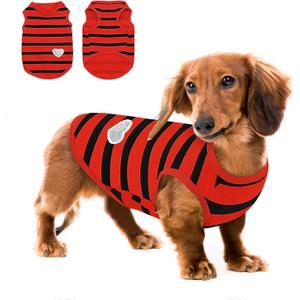 Queenmore Medium Dog Shirt,Soft Breathable Dog Shirt for Dogs Cats Boy Girl,Pet Clothes for All Season,Breathable Lightweight Pet Tshirt for Frenchie, Dachshund, Yorkie (Red-vest, Medium)