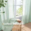 BGment 40 Inch Length Sage Green Linen Curtains for Short Window - Rod Pocket Light Filtering Drapes Natural Textured for Cafe Bedroom Decorative Lightweight Rustic, 2 Panels Set, 42 X 40 Inch