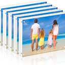 Meetu Acrylic Picture Frame 4x6,Clear Freestanding Double Sided 20mm Thickness Frameless Magnetic Photo Frames Desktop Display with Gift Box Package(5 Pack)