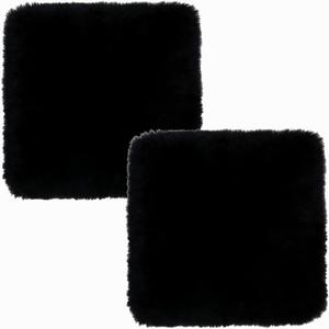 Genuine Wool Chair Cushion 2 Pack Non-Slip Comfortable Natural Sheepskin Pad Carpet Suitable for Home Sofa Restaurant Car Seat Office Dining Chairs. (Black, 18x18 Inch)