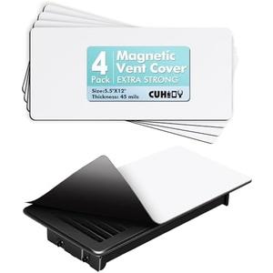 CUHIOY 4Pack Magnetic Vent Covers for Home Sidewall and Floor, 5.5inch x 12inch Stay in Place Vent Blockers for Standard Registers, Easy to Cut Air Vent Blockers for Office, Home Metal Vents, 45mil