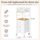 Nuanchu Tall Nightstand for Dorm, Narrow Tall Dorm Nightstand College Girls
33.46 Inch Dorm Nightstand Dresser with 3 Drawers Wood Shelf, College Bedside Storage Cart, Small Spaces for Room Organizer
