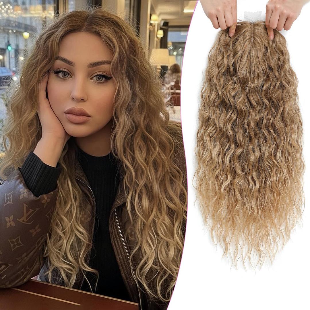 PANEWAY 20 Inch Hair Toppers For Women with Thinning Hair, Brown Synthetic, 6.5''x6.5'' Ladies Wiglets Toppers, High Density 150%