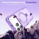 2 x Compatible with iPhone 17 Pro Case with Invisible Magnetic Kickstand [Compatible with MagSafe] [10-FT Military Drop Protection] Slim Hard Back Soft Edge Phone Cover 6.3 Inch, Purple