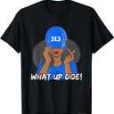 313 Detroit What Up Doe Black Woman Afro T-Shirt, Size 4X