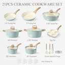 21pcs Pots and Pans Set, Nonstick Cookware Sets, with Egg Pan Induction Kitchen Cooking Set, Durable, Easy Food Release, Fast & Even Heating, with Frying Pan, Cream White