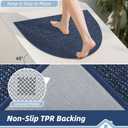 BEQHAUSE Dirt Trapper Door Mat 17" x 30" Half Circle Non Slip Washable Doormats Entrance Rugs Absorbent Welcome Low Profile Floor Mats for Front Back Door and Entryway, Blue