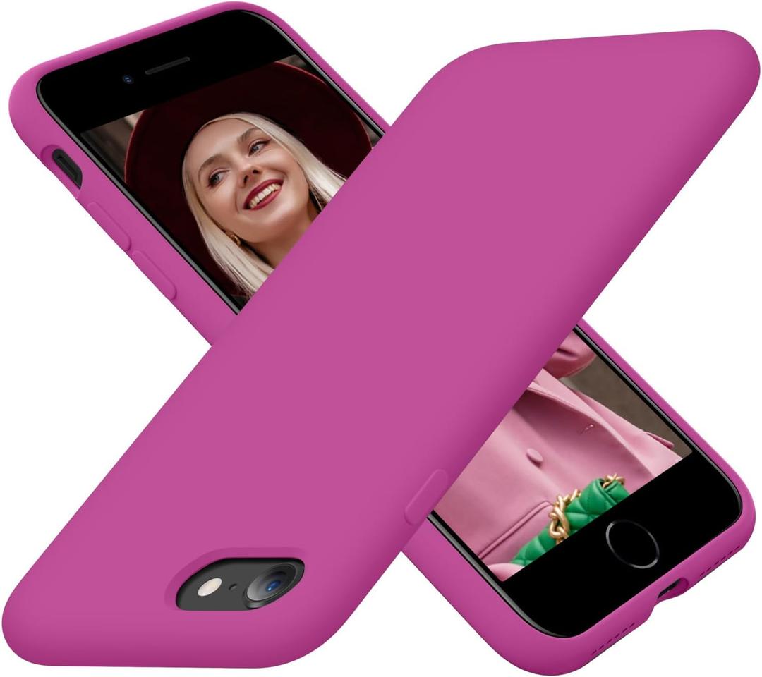 Cordking Designed for iPhone SE Case 2022/2020, Designed for iPhone 7 8 Case, Silicone Ultra Slim Shockproof Phone Case with [Soft Microfiber Lining], 4.7 inch, Shocking Pink