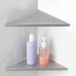 HIDROP Brushed Nickel Corner Shower Shelf 10 Triangular Corner Shelf Stainless Steel Bathroom Shelf for Tiled Wall, 2 Pack Shower Corner Shelf, No Drilling