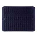 MicoYang Silicone Dish Drying Mat for Multiple Usage,Easy clean,Eco-friendly,Heat-resistant Silicone Mat for Kitchen Counter or Sink,Refrigerator or drawer liner Navy Blue L 16 inches x 12 inches
