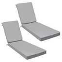 AAAAAcessories Outdoor Chaise Lounge Cushions, Fade-Resistant, Waterproof Patio Furniture Replacement Cushions, 72" x 21" x 3", Set of 2, Gray