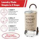 dbest products Stair Climber Laundry Trolley Dolly, Beige Laundry Bag Hamper Basket cart with wheels sorter