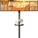 Height Adjustable Rolling TV Stand for 13-43 Inch TV up to 33 Pounds, Portrait to Landscape, Mobile TV Cart with Adjustable Storage Box and Shelf Max VESA 200x200mm