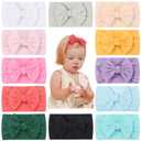 jollybows 12pcs Baby Nylon Headbands With Bow Elastic Hairband For Girls Newborn Infant Toddlers Kids Hair Accessories- Soft Light Color Set