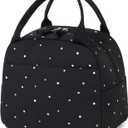 Bluboon Lunch Bag for Women Men Cute Lunch Tote Bags Reusable Insulated Lunch Box Large Capacity Reusable Insulated Cooler for Work Picnic or Travel (Polka Dot Black)