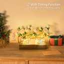 Mkono Mason Jar Lights Centerpiece Table Decor for Dining Room Farmhouse Wood Tray with 3 Jars Flowers Valentines Day Decoration for Coffee Table Kitchen Living Room Wedding