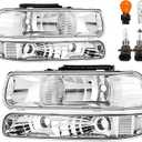 Pair Headlights Compatible with 99-02 Chevy Silverado, 00-06 Tahoe Suburban